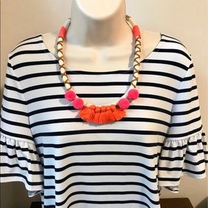 Coral and Fuchsia Hot Pink Nautical Rope Necklace